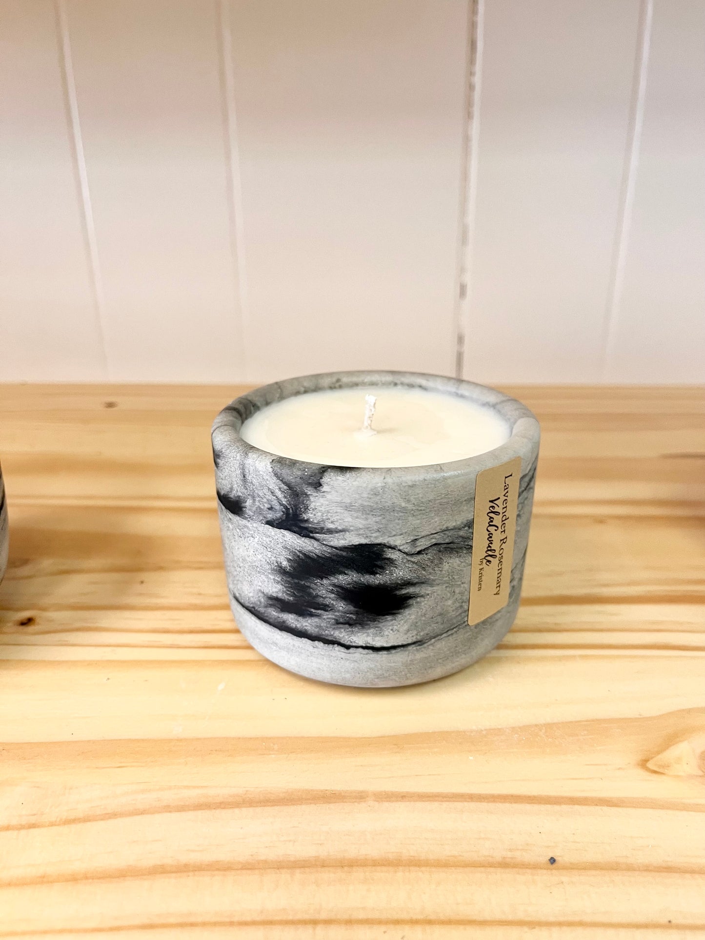 Black concrete candle