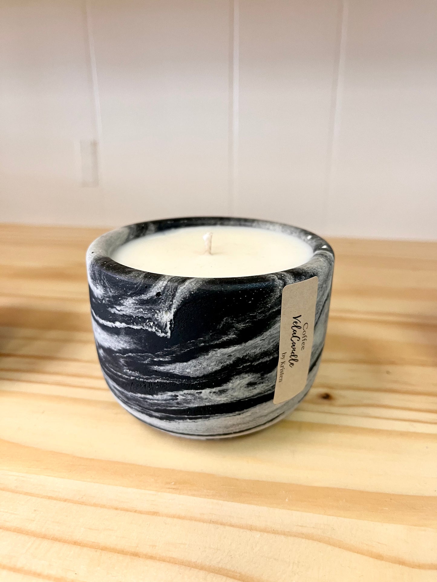 Black concrete candle