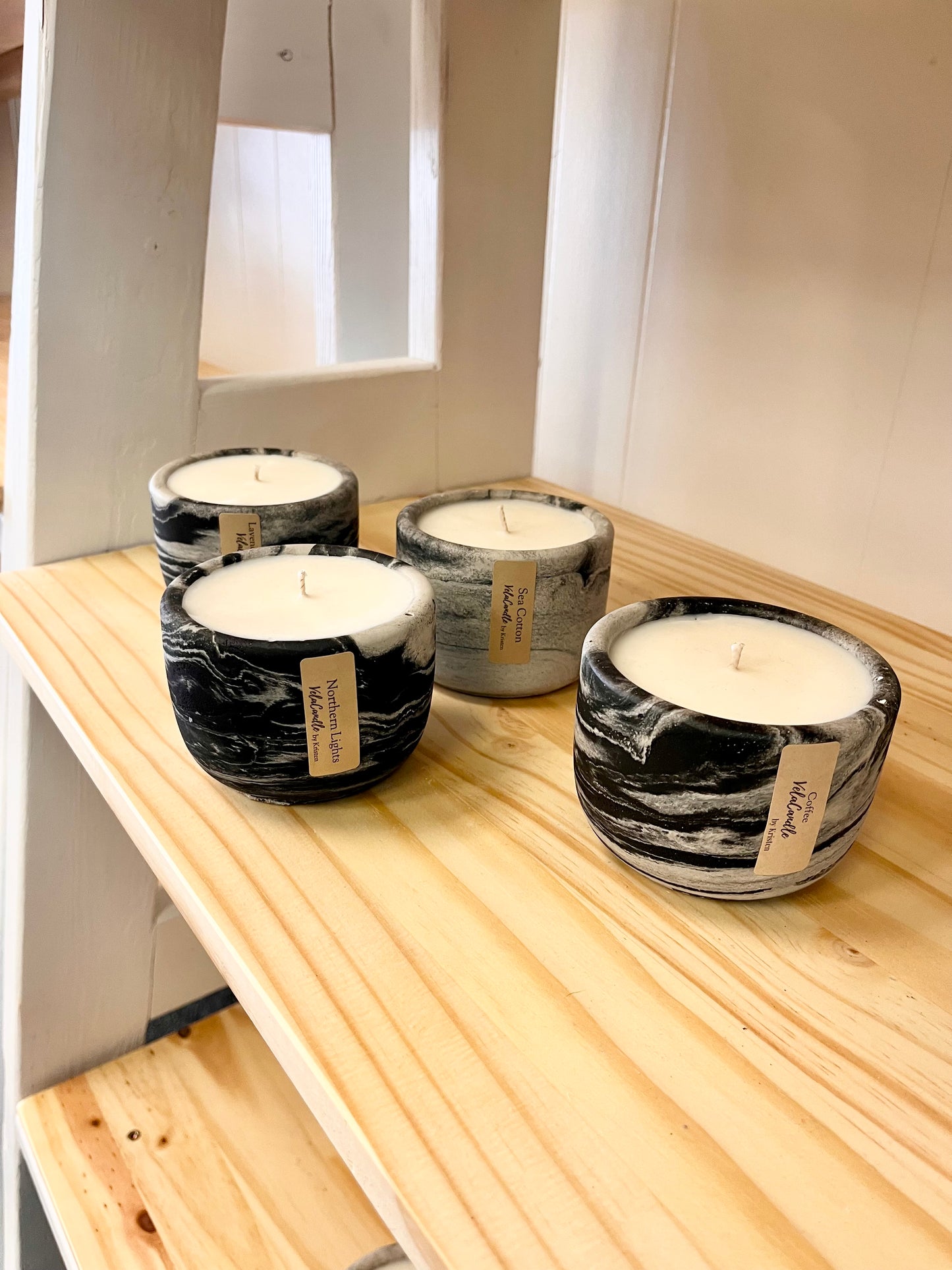 Black concrete candle