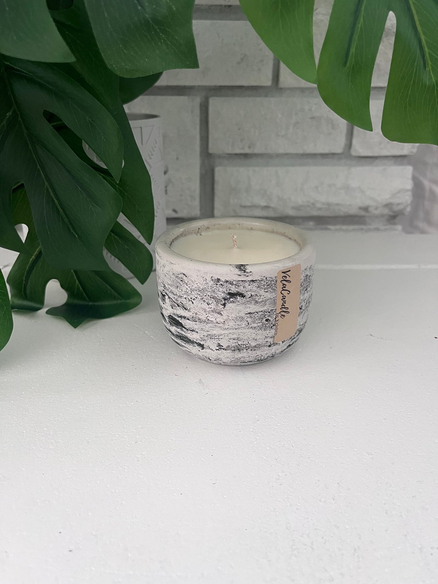 Black concrete candle