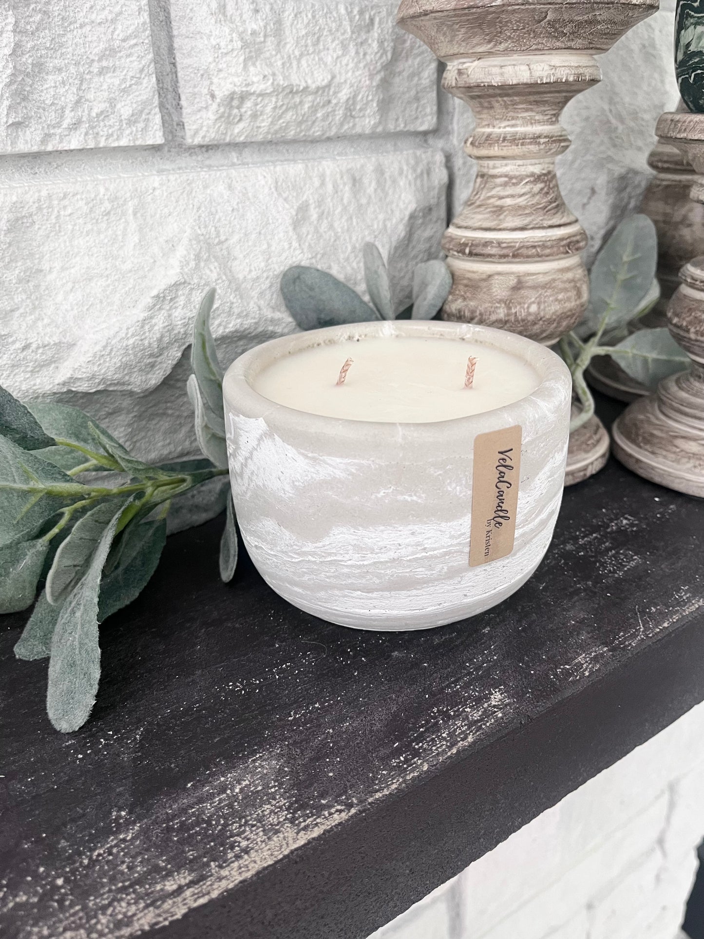 Large White Concrete Candle