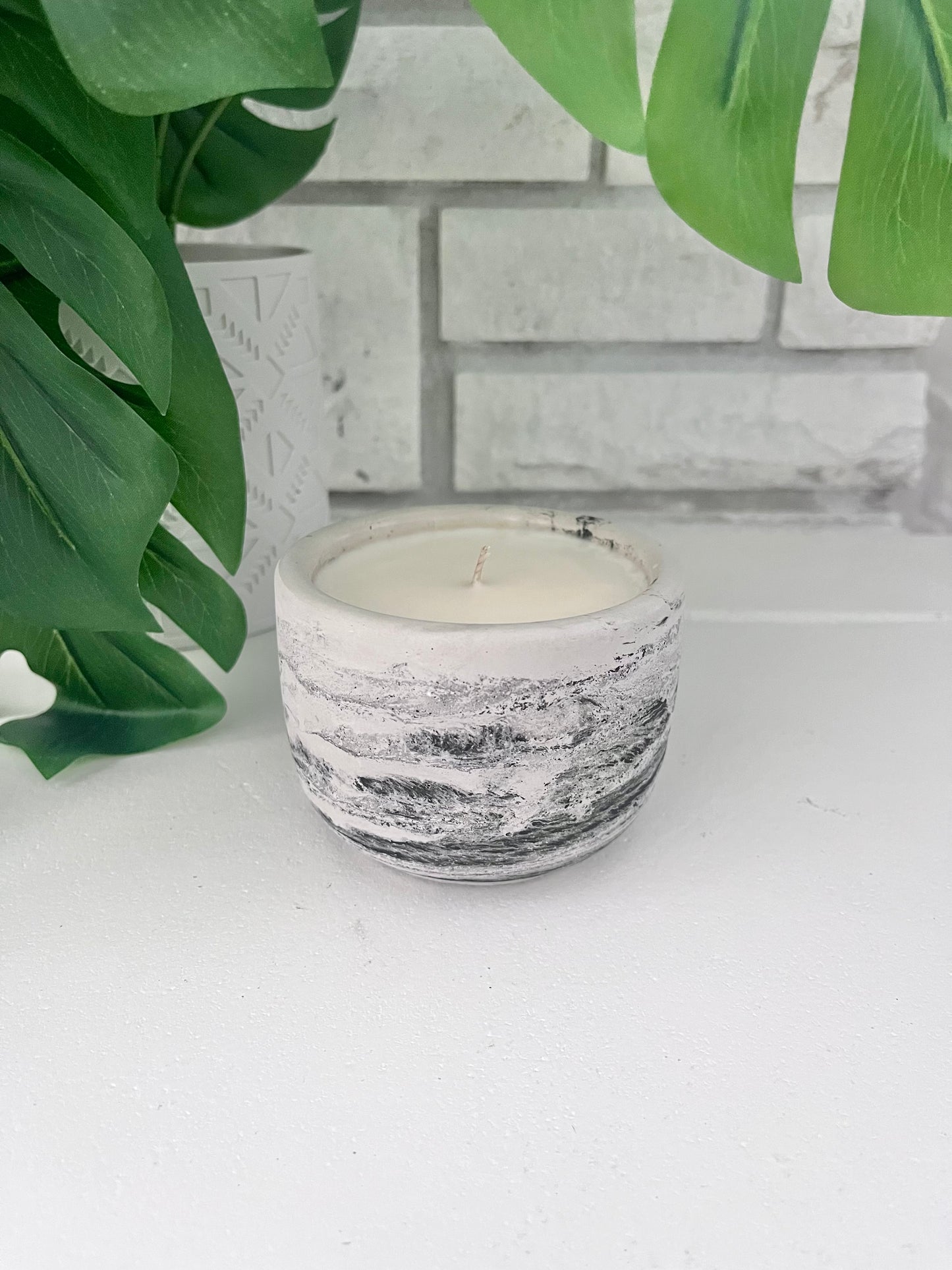 Black concrete candle