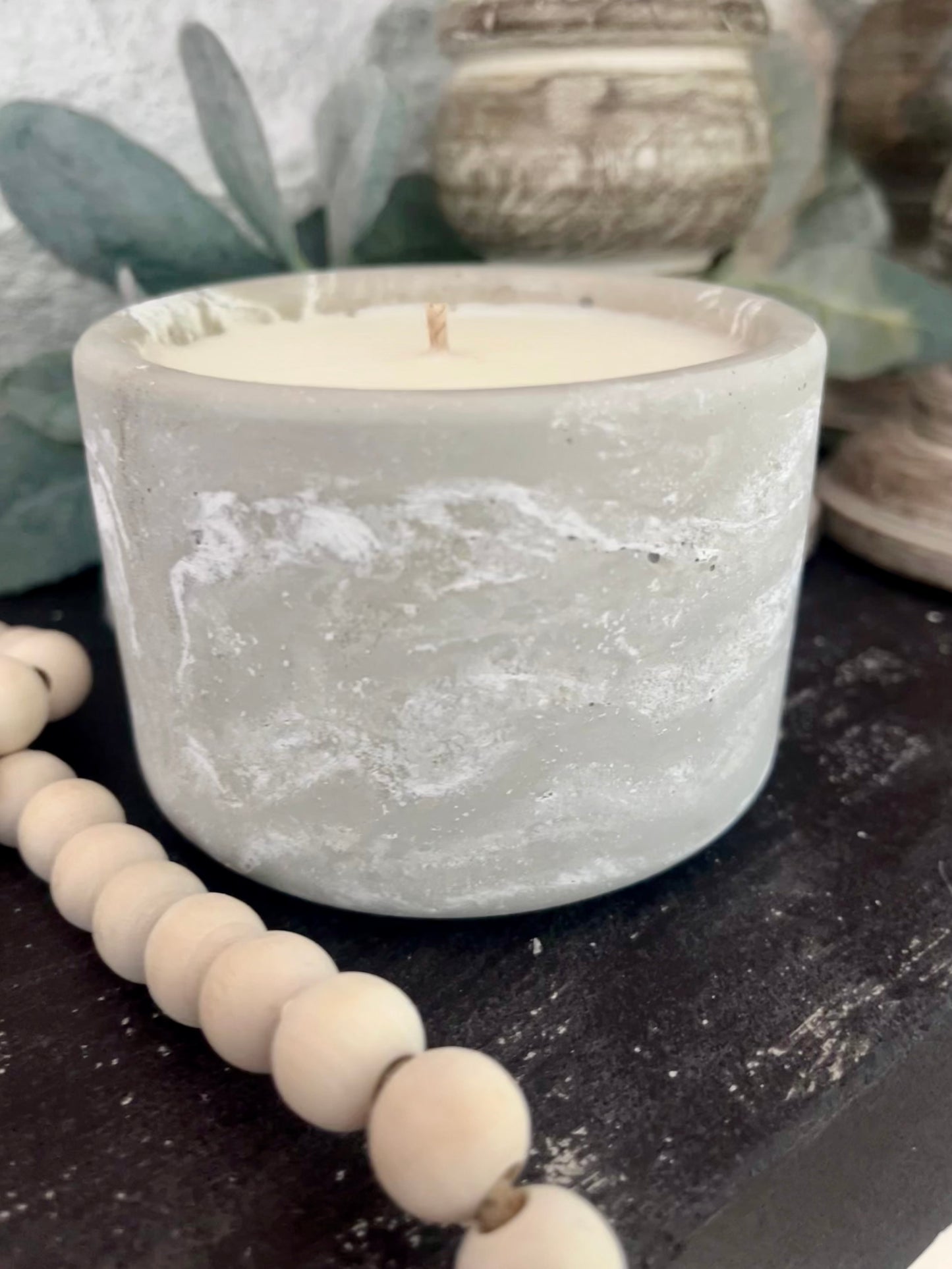 White concrete candle