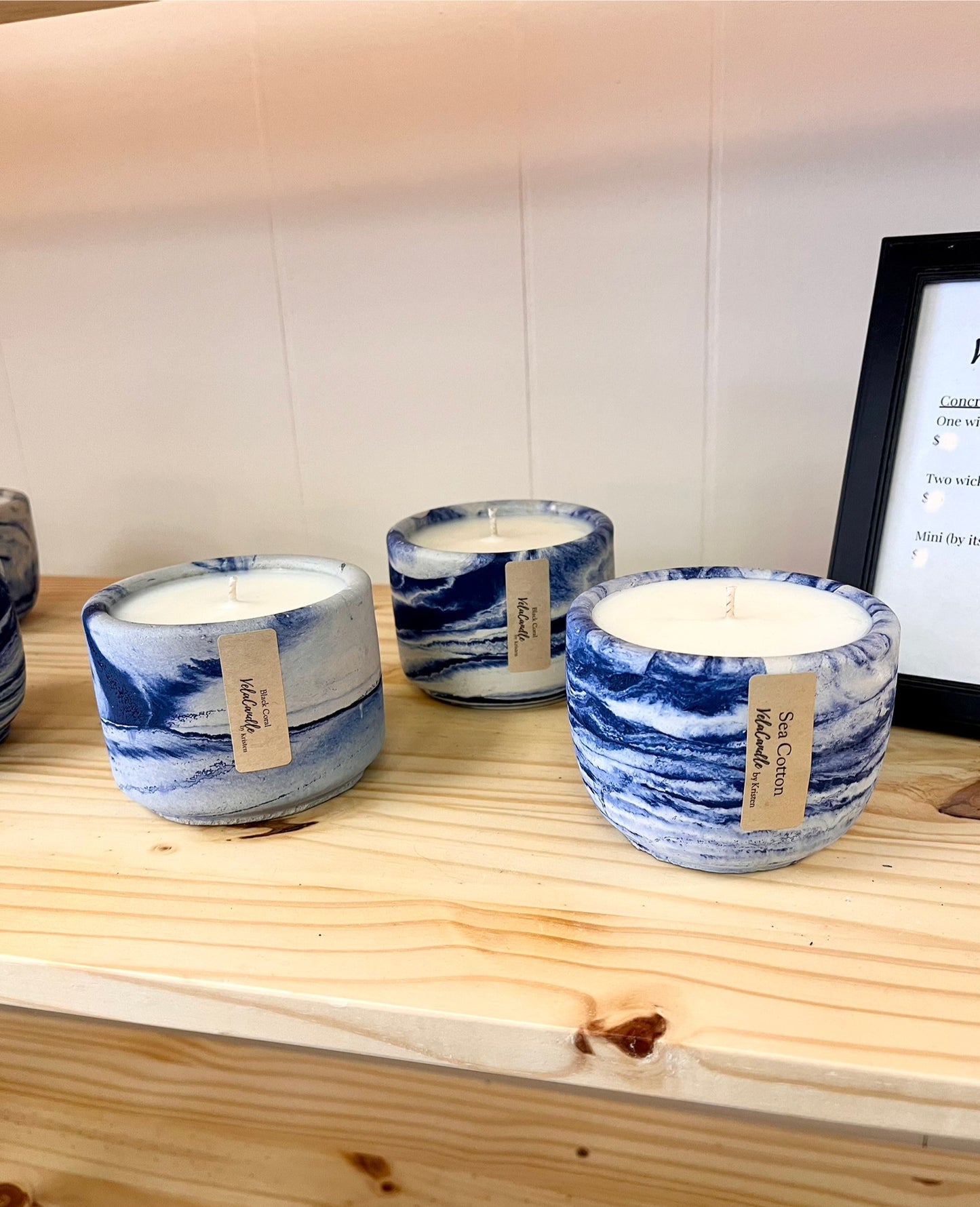 Blue concrete candle