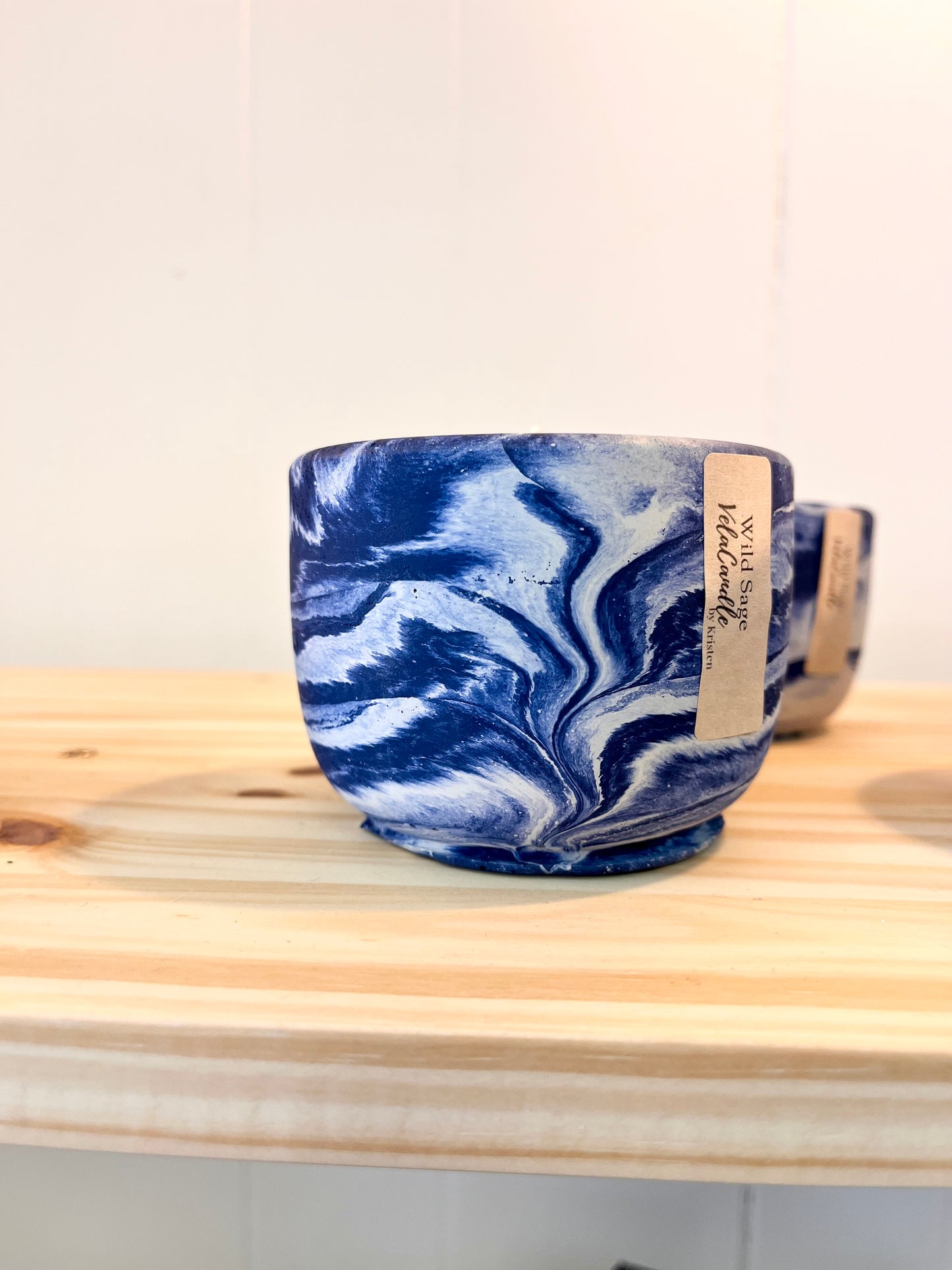 Blue concrete candle