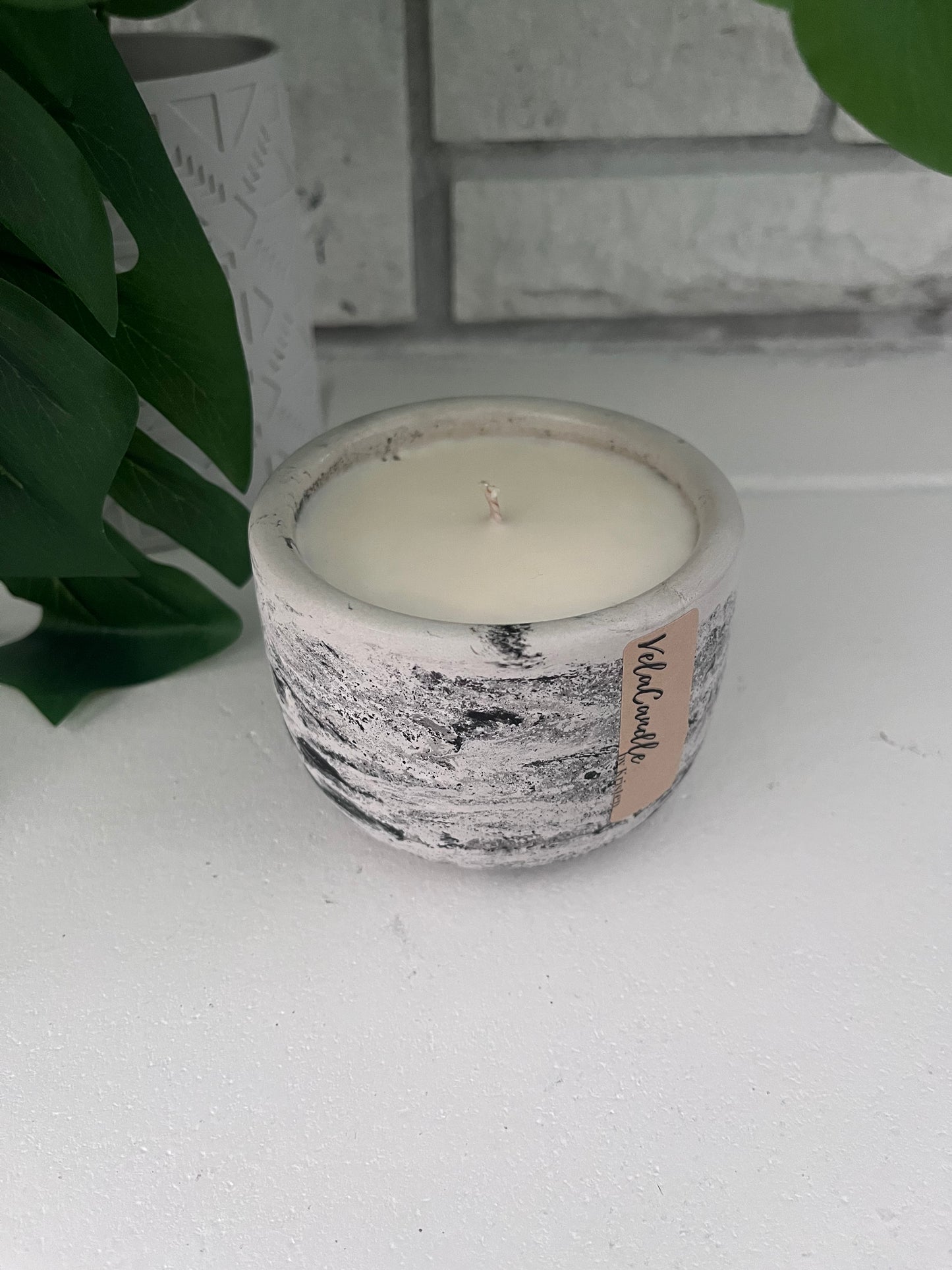 Black concrete candle