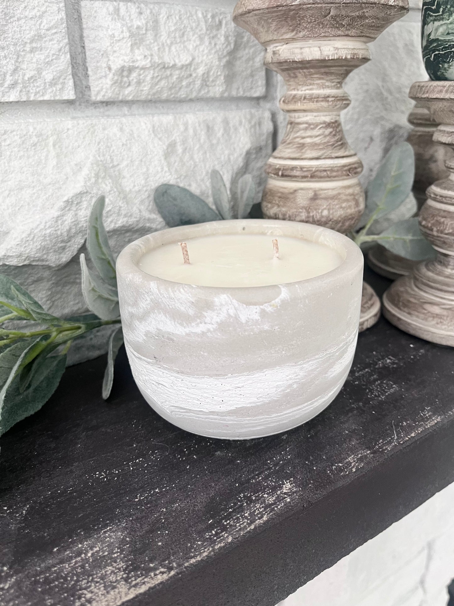 Large White Concrete Candle